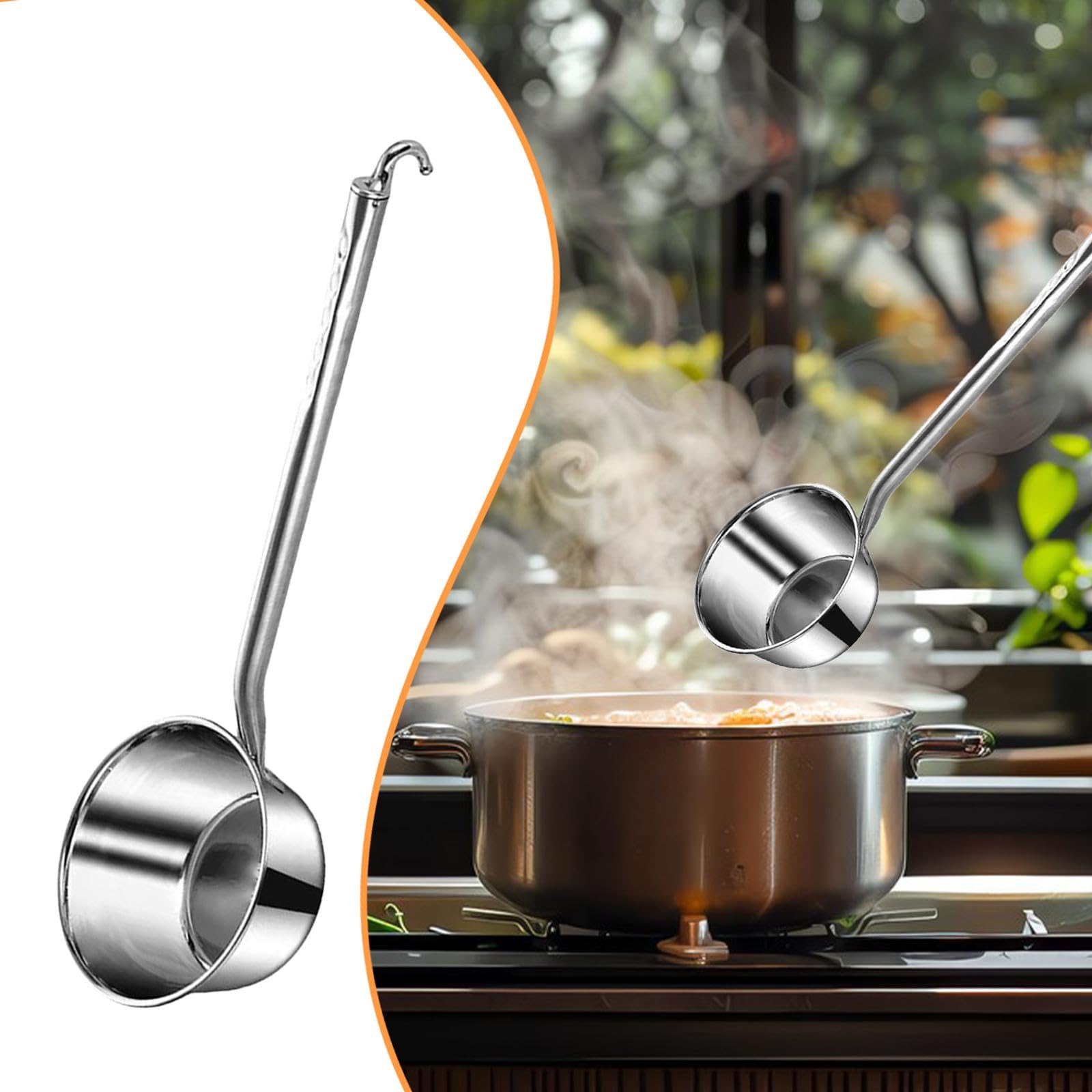 Louche En Acier Inoxydable à Long Manche pour Arroser Les Fleurs Puiser de L'Eau Servir La Soupe et Laver Les Cheveux Conception Ergonomique Adaptée C, Xl