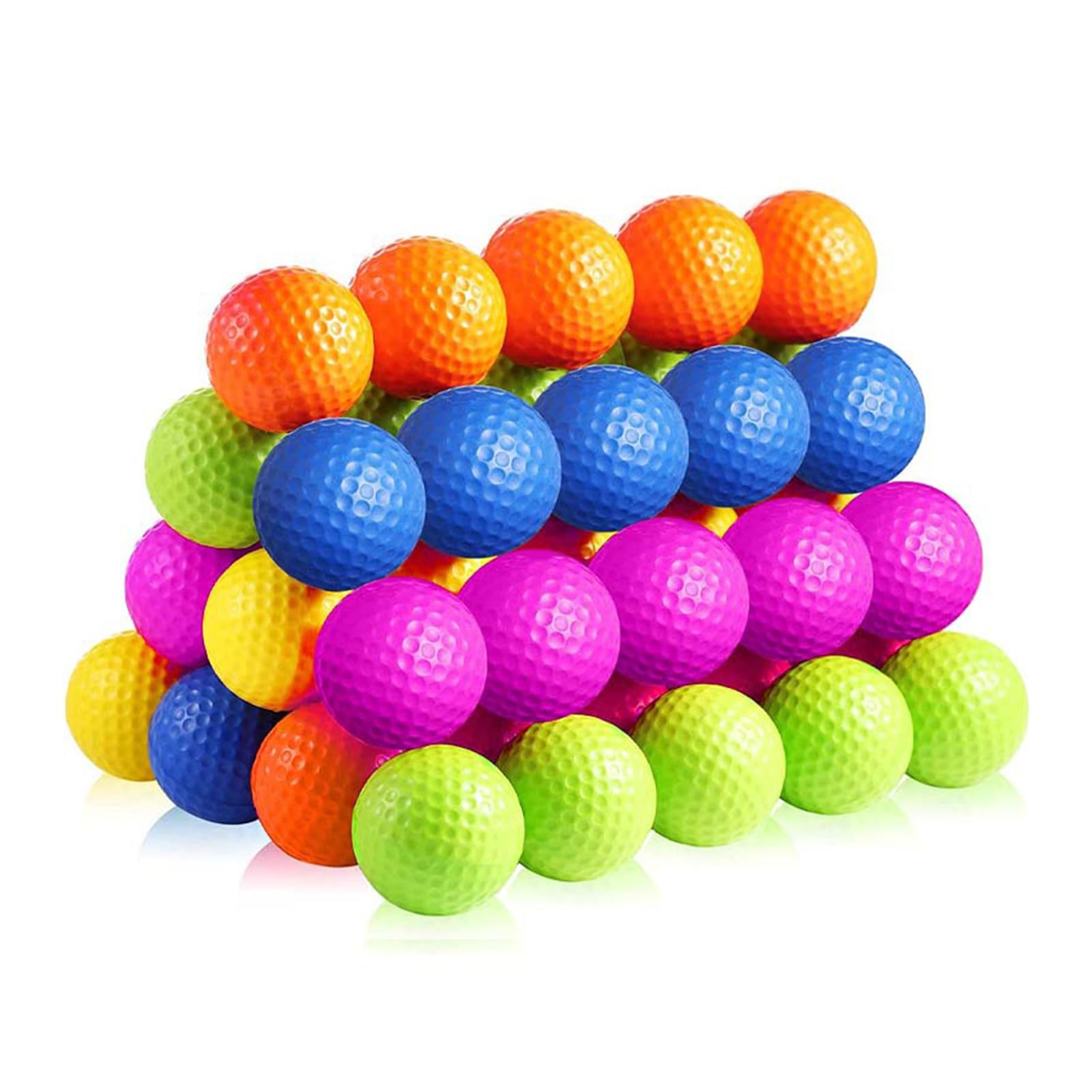 50 Pcs Foam Golf Practice Balls, Limited Flight Foam Practice Balls Stress Relief Sports Stress Ball Realistic Feel Elastic Soft Foam Golf Balls for Indoor or Outdoor Backyard, That Come in 5 Colors