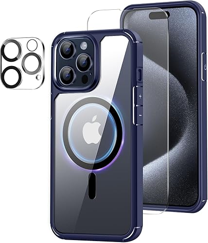 Amizee Funda magnética compatible con iPhone 15 Pro Max compatible con MagSafe con protector de pantalla y protector de lente de cámara, parte disponible en Yaxa Colombia