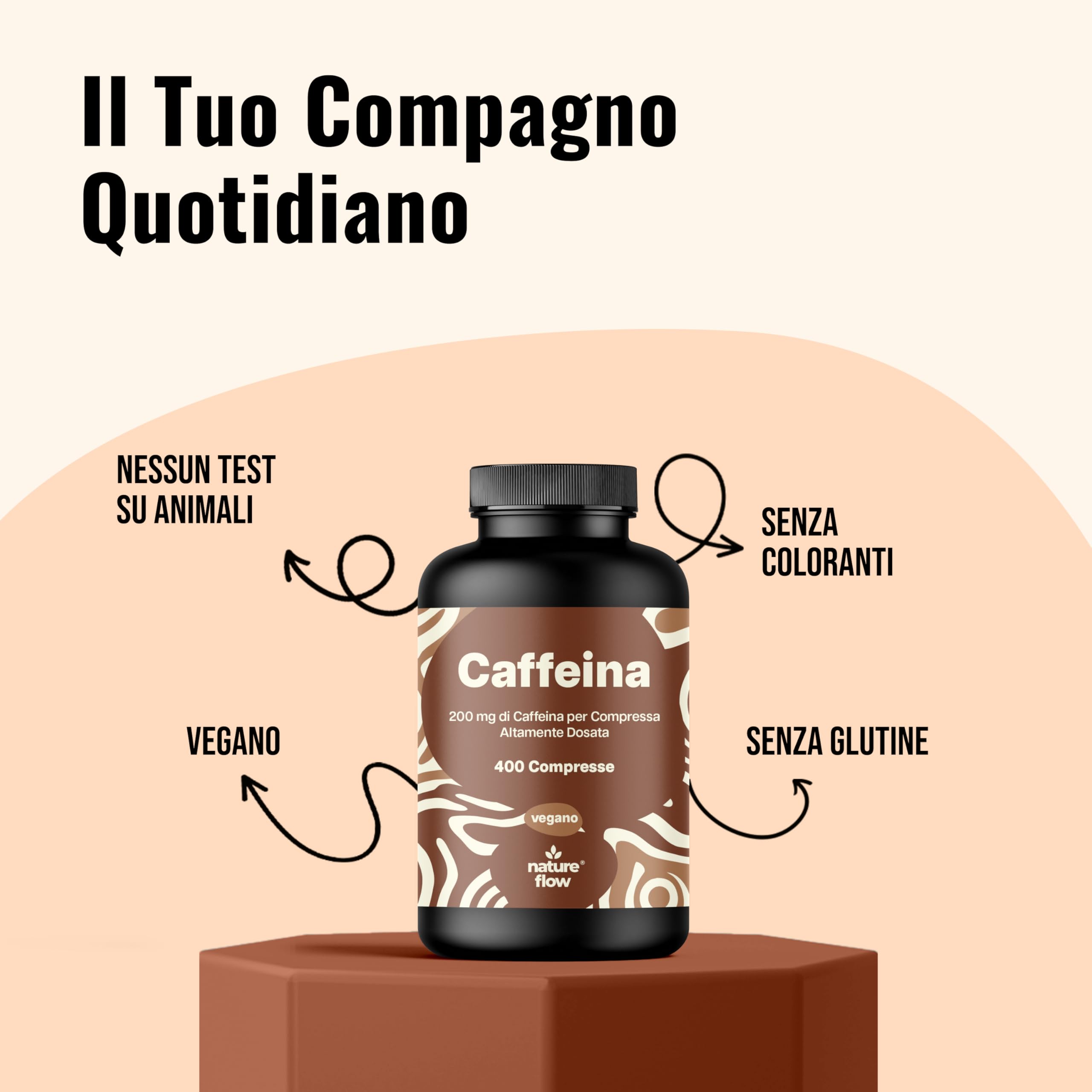 Caffeina Pura – 400 Compresse – 200 mg per Compressa – Alto Dosaggio – Vegano – Prodotto in Germania - Caffeina Integratore - Testato in Laboratorio