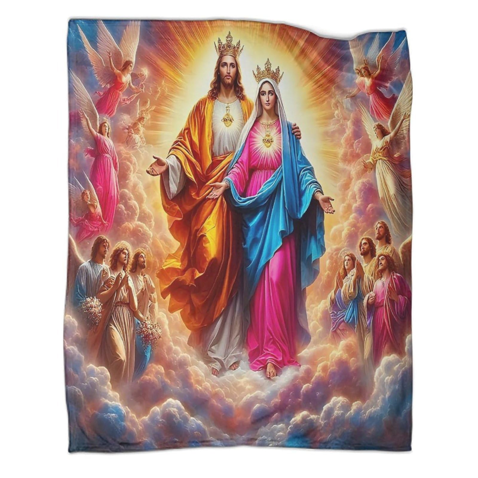 Couverture Jésus en flanelle légère sacrée pour camping et voyage des enfants