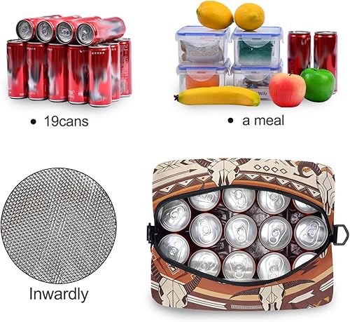 Vista 4 de Bolsa de almuerzo azteca occidental, aislada, impermeable, reutilizable, duradera, portátil, grande, con correa para mujeres y hombres