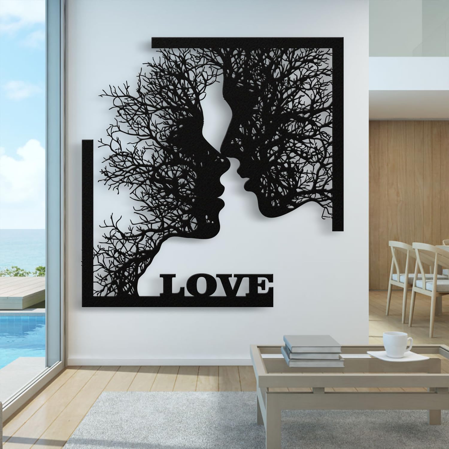 Décoration murale métal arbre d'amour pour habiller un mur vide avec élégance