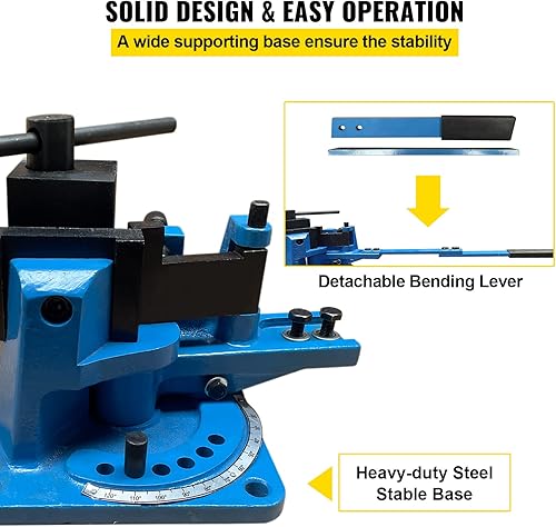 Miniatura 6 de Happybuy UB-100 Manual de acero plano universal de metal de metal Bender ángulo de hierro 120 grados Heavy Metal Rod Bender caliente y frío con
