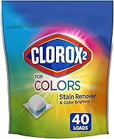 Clorox 2 for Colors Stain Remover & Color Brightener Packs, 40 Count - Safe for All Fabrics, Tough Stains Gone
