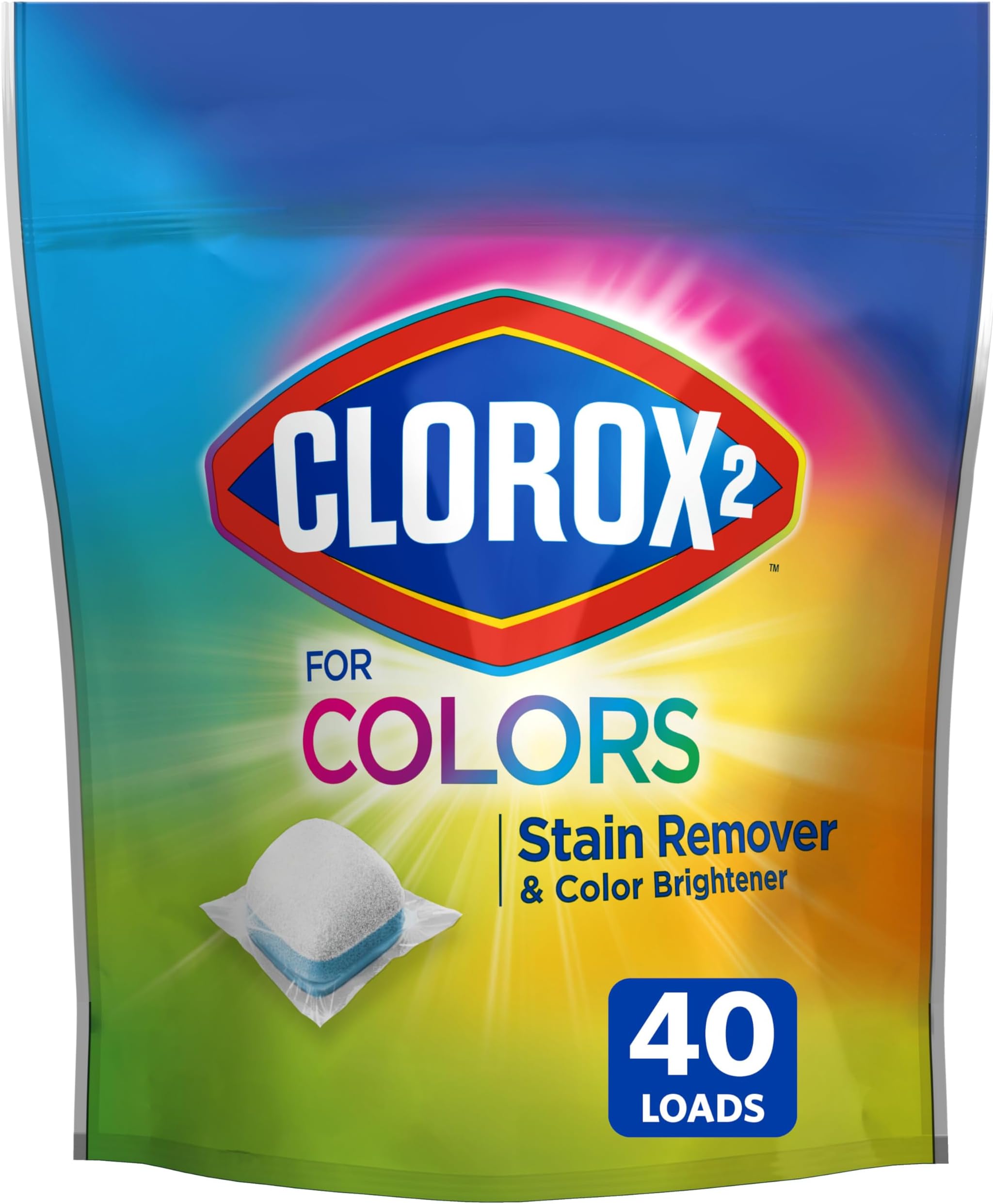 Clorox 2 Stain Remover And Color Booster Concentrated Packs 40 Count (Pack Of 6)