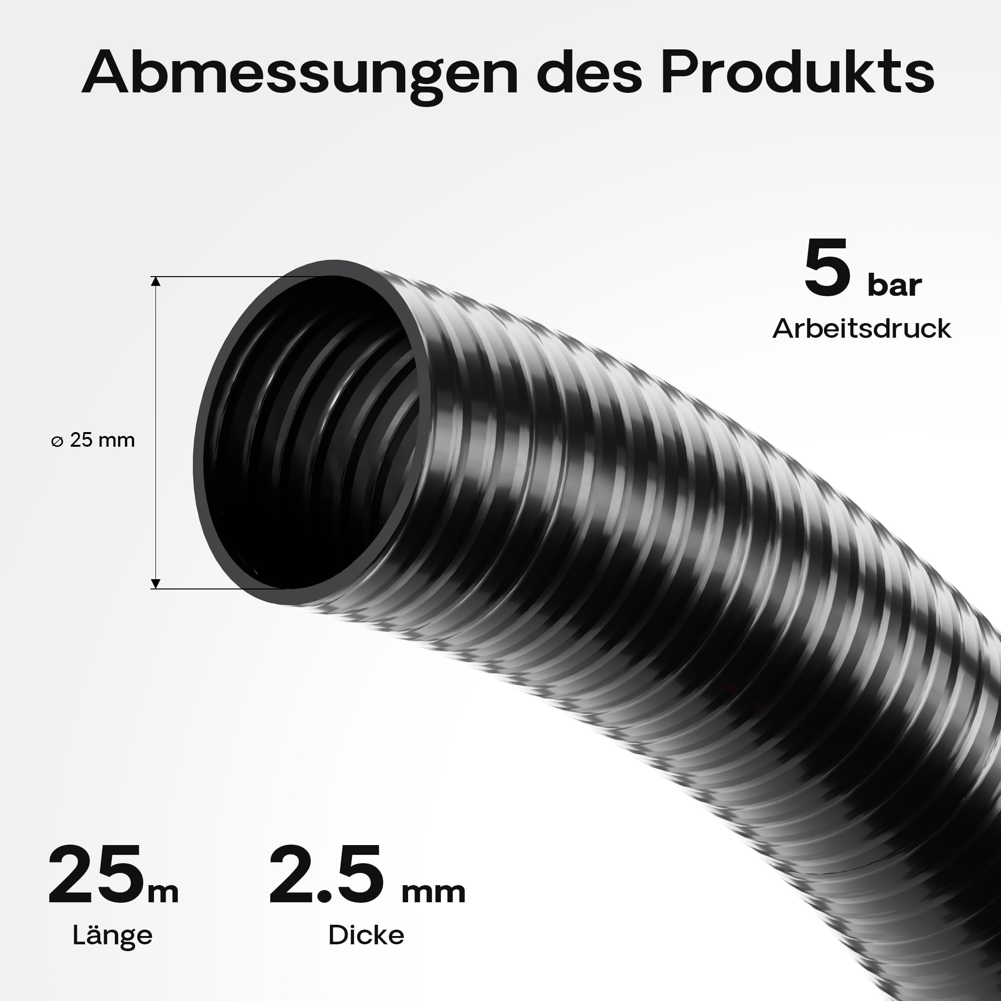 Wiltec Luisiana OM/I 25m flexibler Teichschlauch Ø25mm 250g/m Pumpenschlauch Saugschlauch Druckschlauch