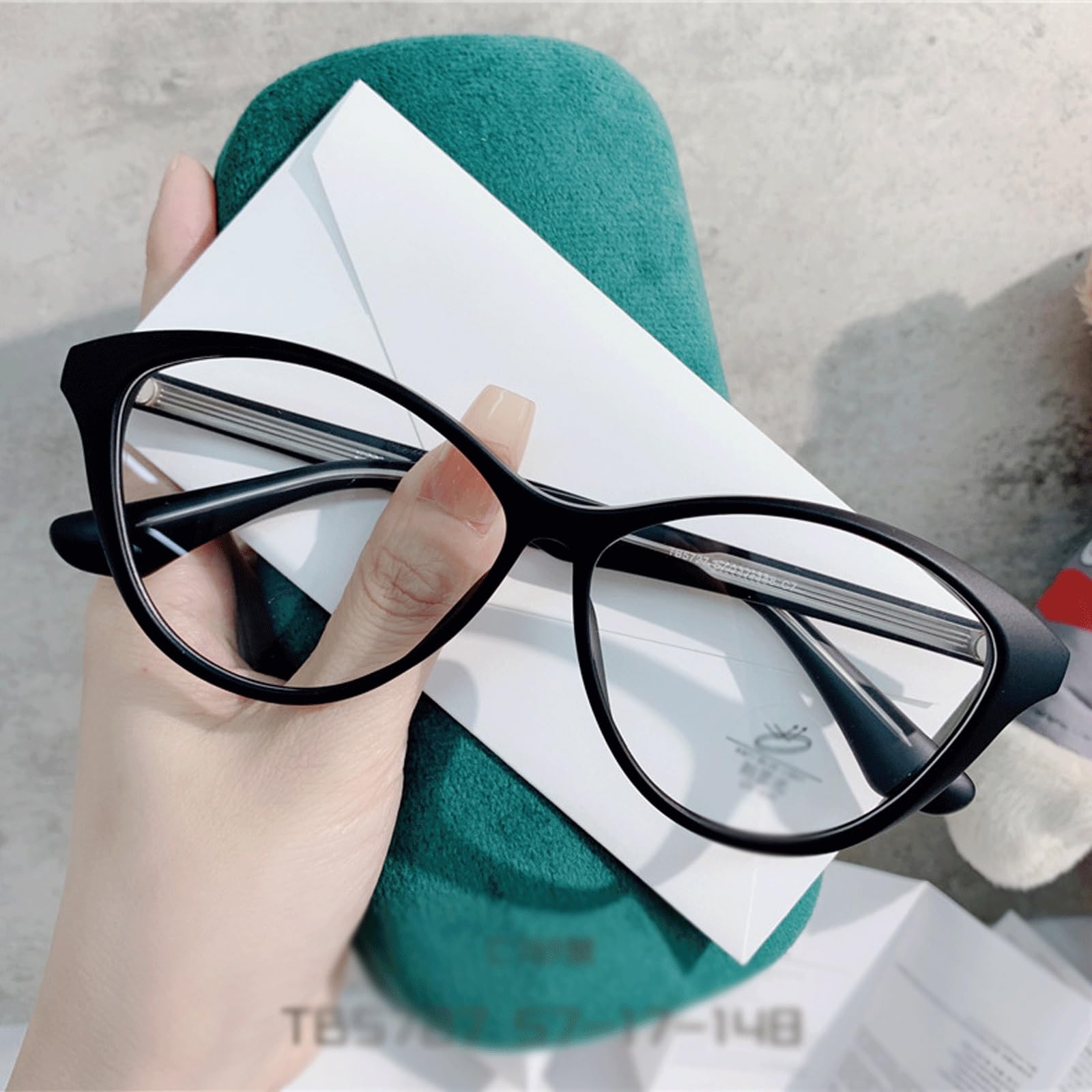 Monturas de Gafas Grandes a la Moda con Almohadillas for la Nariz, Gafas for Ordenador TR90, Gafas sin Receta, Lentes de PC Muy Transparentes(Matte Black)
