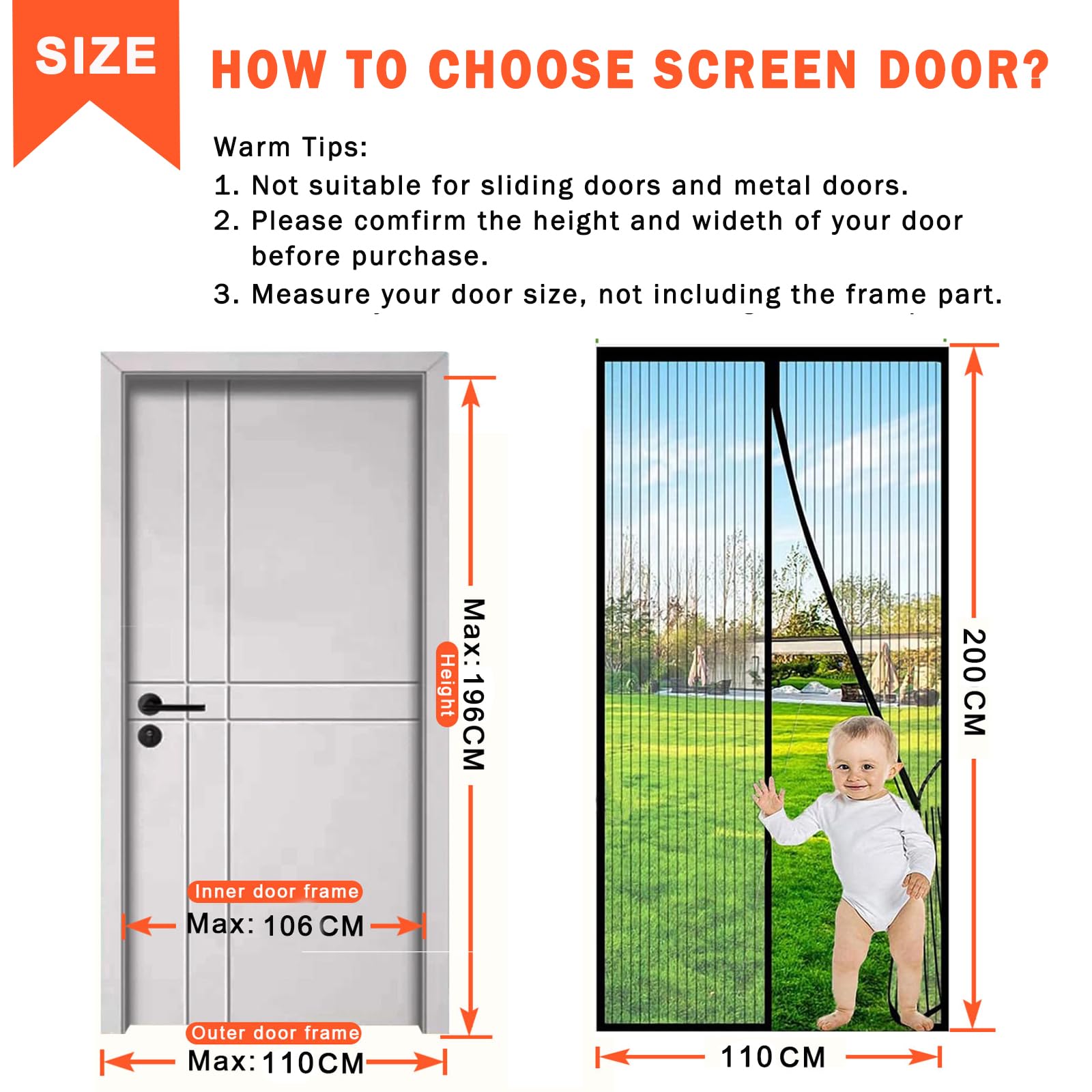 BukyTom Zanzariera Magnetica Porta 110x200 - Tenda Zanzariere Magnetiche per Porta Balcone - Magnete Zanzariera con Calamita - Magnetic Door Screen - Rete Fine Magneti Anti Zanzare