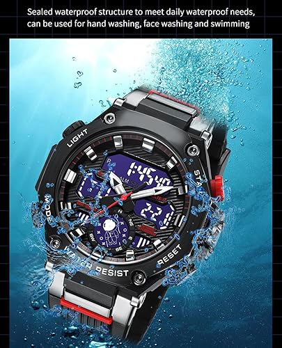 Miniatura 5 de FANMIS Reloj deportivo digital para hombre, multifuncional, 164.0 ft, impermeable, con alarma LED