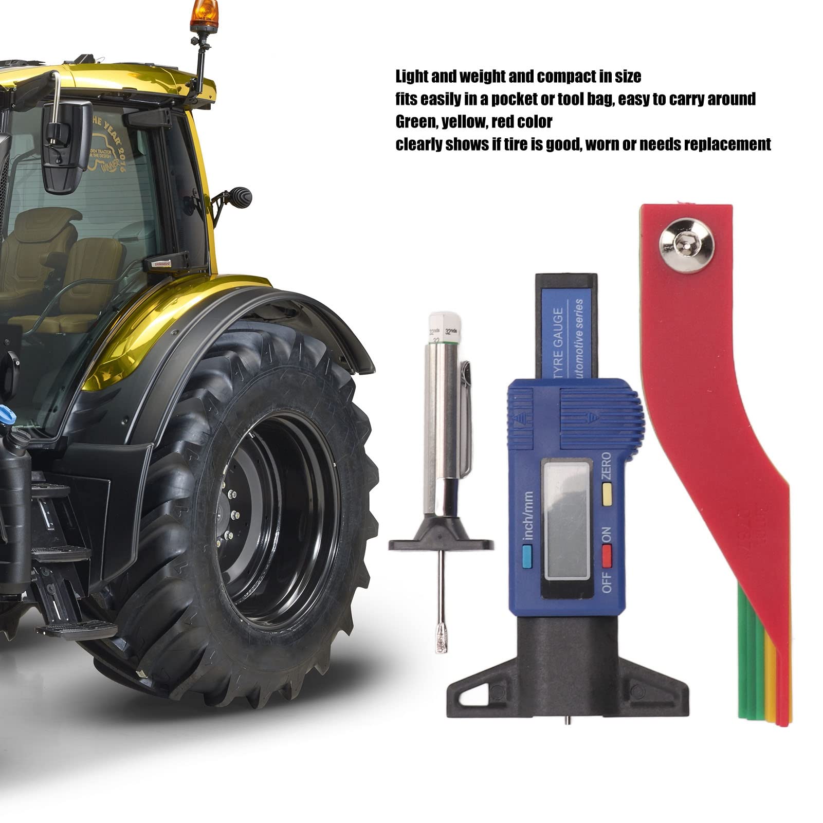 Outil de Jauge de Profondeur de Bande de Roulement de Pneu, Testeur de Pneu Portable pour Voiture, Camion, Disque, Tambour, Plaquettes de Frein