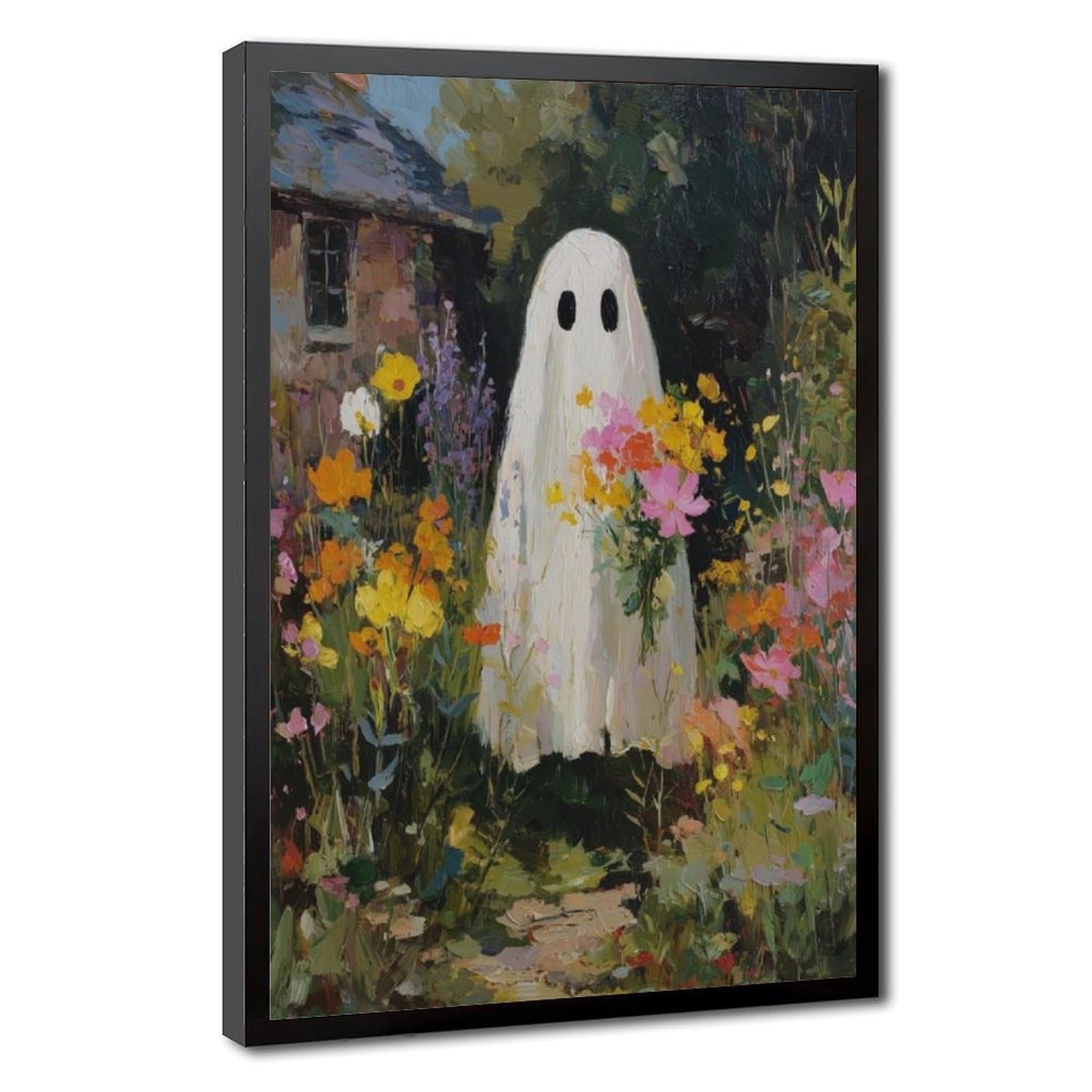 Bareronor Purple Fantasy Ghost Cottage Canvas Poster Bedroom Decor Landscape Office Room Decor Gift 12" L X 18" W