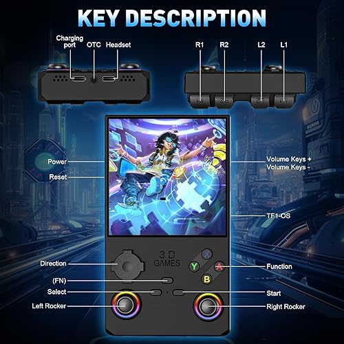 Miniatura 5 de Hugawello V40 MAX dispositivo de mano, 40000 en 1 mini videoconsola retro para juegos de alta definición, pantalla IPS de 4 pulgadas, 256 GB de RAM,