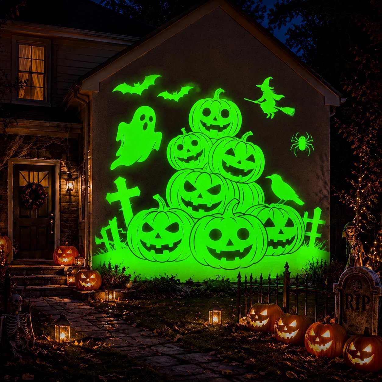 Weihnachten Deko Outdoor Innen, 3D Dynamische Halloween Projektor