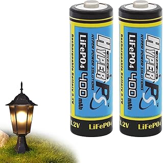 (2-Pack) HyperPS 3.2V LiFePo4 14430 (14 x 43mm) 400mAh Rechargeable Battery for Solar Panel Light, Tooth Brush, Shaver, Flashlight