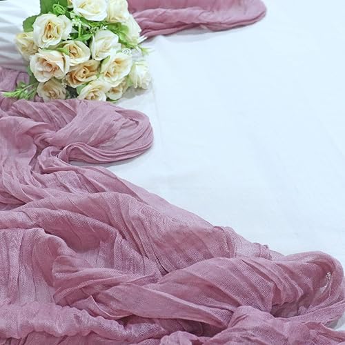 Camino de mesa de gasa de 13.3 pies, estilo bohemio, para decoración de bodas, camino de mesa rústico de 160 pulgadas de largo para novia, boda,