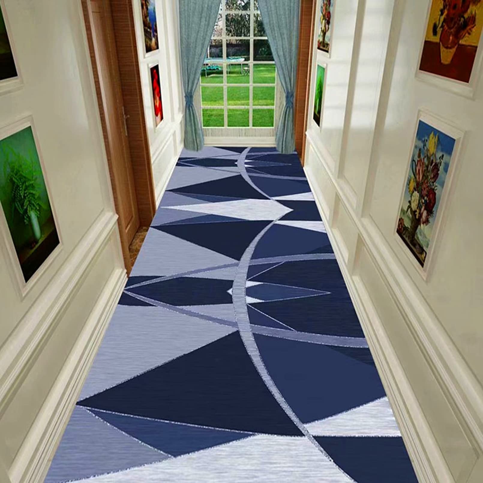 Tapis couloir antidérapant impression 3D tridimensionnel pour escaliers et hall étroit 1.2x2m