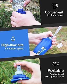 WRELS Collapsible Soft Flask Running Water Bottle for Running Vest BPA-Free Sports Water Bottle for Hiking Cycling and Traveling,Camping(250ml-2 Packs)