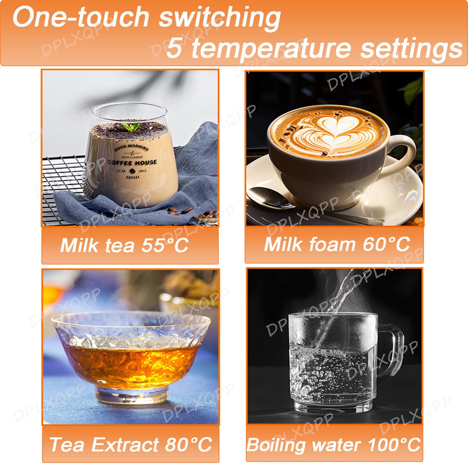 Máquina espumadora de leche a vapor comercial, potencia de 2500 W con 5 ajustes de temperatura y calentamiento rápido de 2 minutos, tanque de 6 litros para cafeterías y tiendas de té Boba