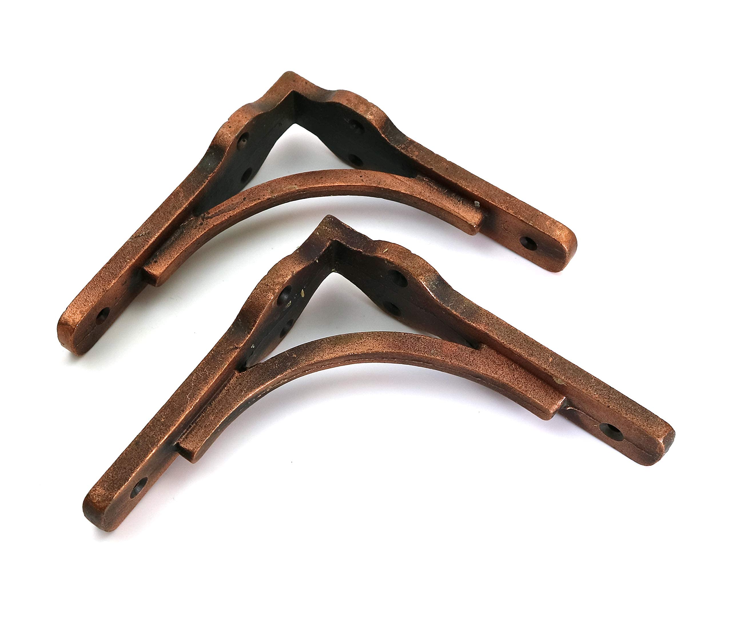 Oakcrafts Coppia di staffe per mensole in ghisa anticata con finitura in rame (125 mm x 125 mm)