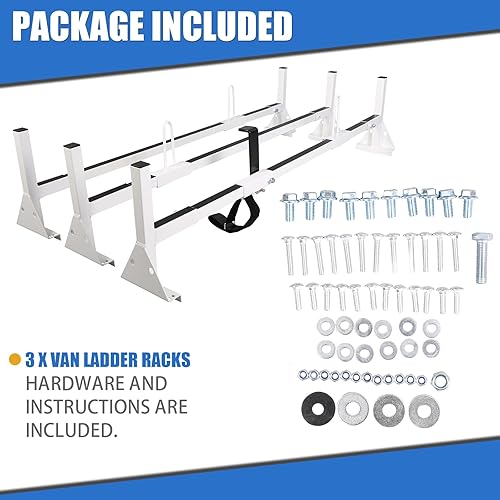 Miniatura 7 de HECASA Soporte universal para escalera de camioneta de tamaño completo compatible con Chevrolet Express 1500 2500 3500 Ford E150 250 350 GMC Savana