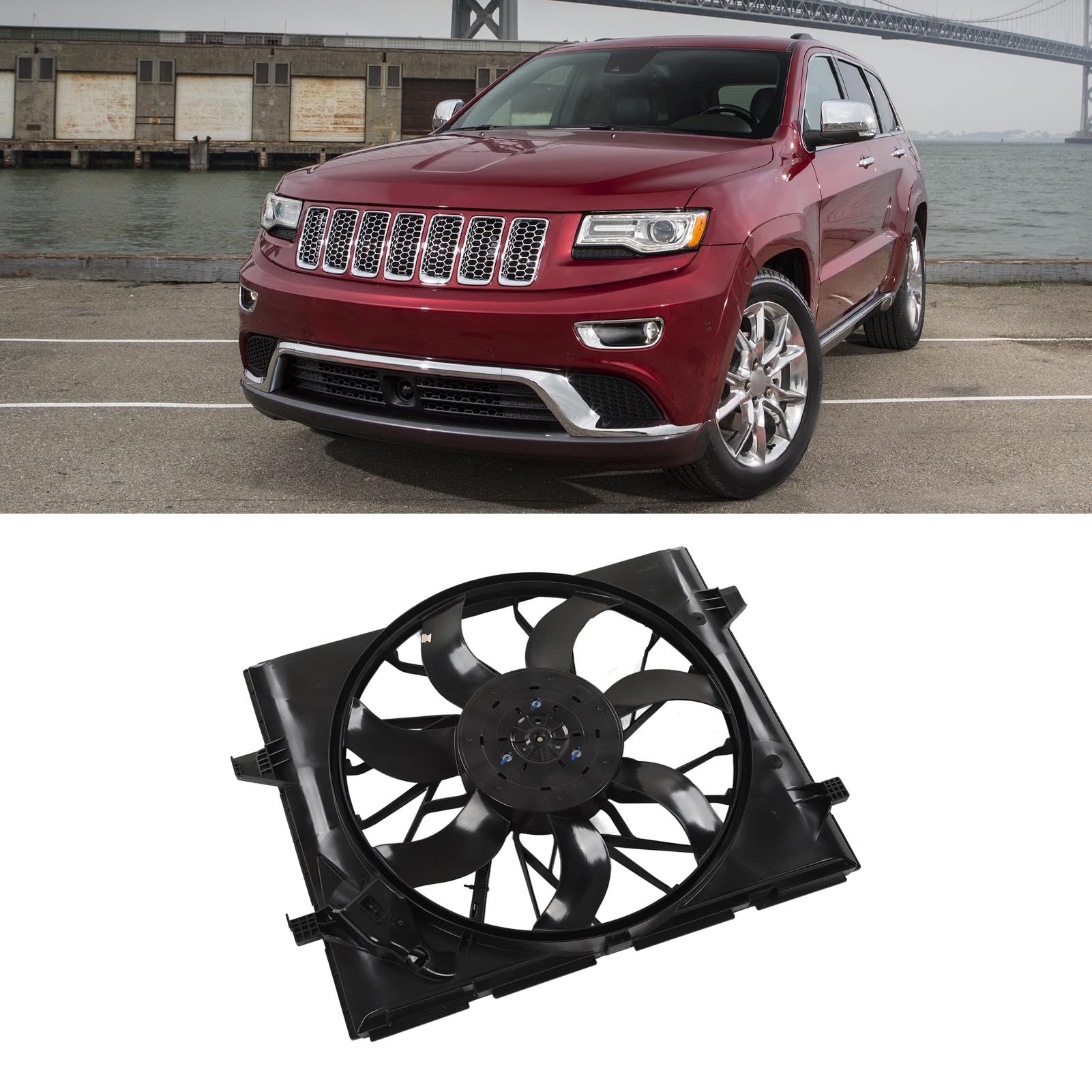 Conjunto de ventilador de refrigeración del motor Vomeko,Conjunto de ventilador de refrigeración del radiador del motor,Reemplazar # 52014787AC,3.0L/3.6L/5.7L/6.4L(2014-2020)