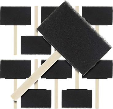 US Art Supply 4 inch Foam Sponge Wood Handle Paint Brush Set, 10-Pack