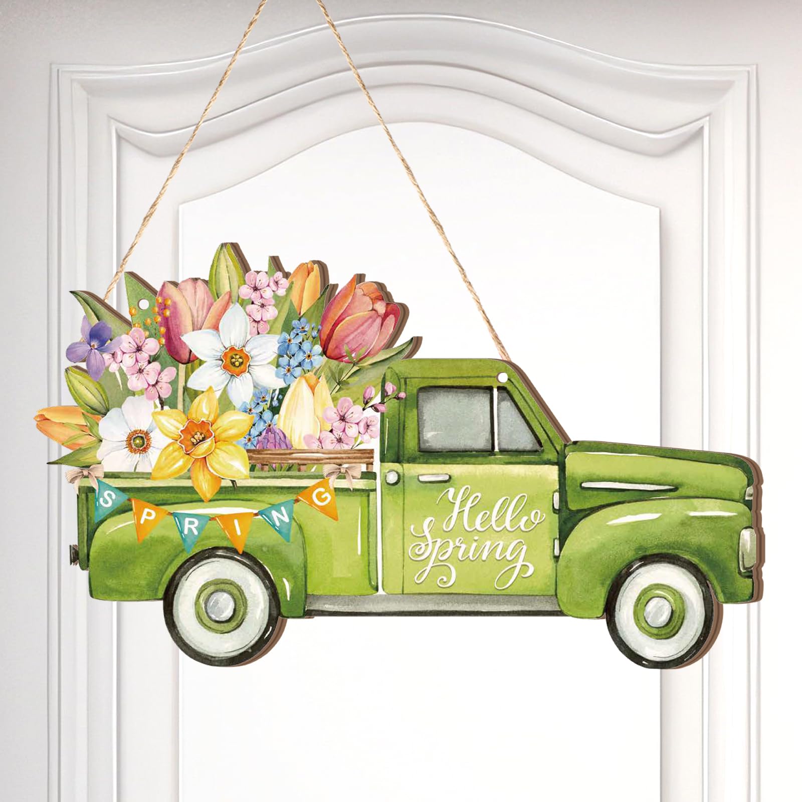Amazon.com: Ferraycle Spring Flower Door Sign Easter Bunny Door