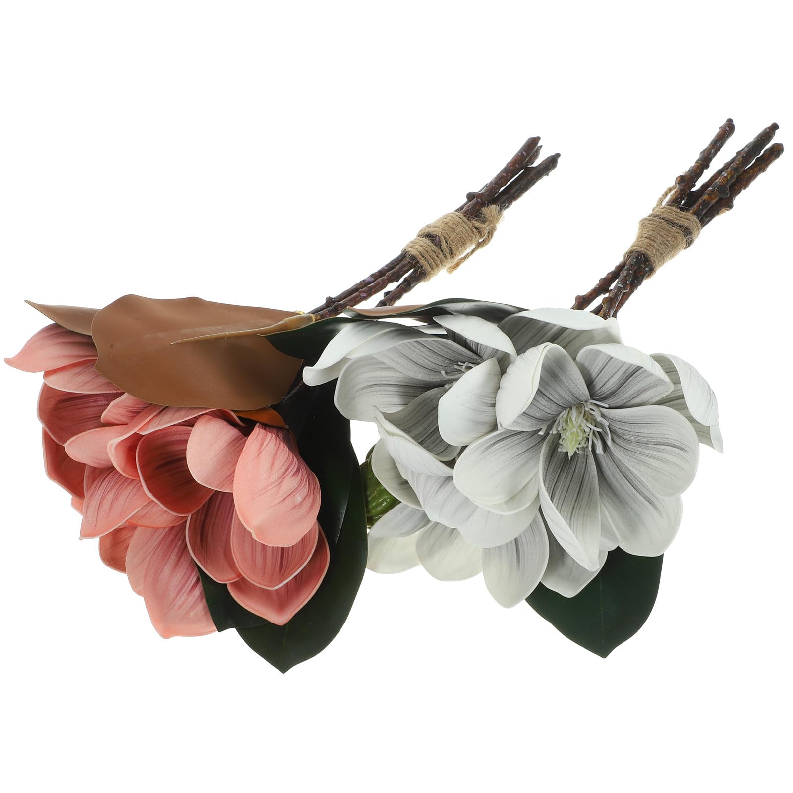Magnolia artificiel en EVA et fer POPETPOP, lot de 2 tiges de fleurs décoratives pour intérieur