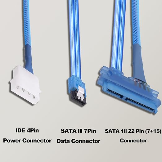 Cable SATA 22 Pin 2 en 1, 50 cm, 2 piezas miniatura 4