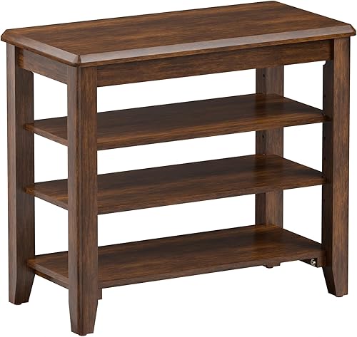 Miniatura 21 de Banco de zapatos de madera de caucho con cojín de cuero para banco de entrada, ideal para pasillos, zapateros, puertas delanteras, entradas,