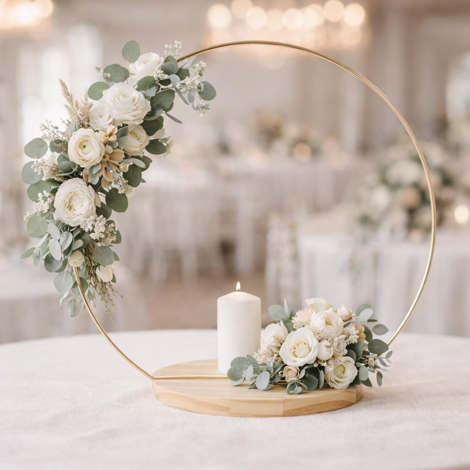 Amazon.com: 6 Pack Floral Hoop Centerpieces with Stand, 14 Inches Metal  Rings for Crafts DIY Centerpieces Table Decoration with 6 Inch Large Wooden  Stand Wedding Birthday Baby Shower Party Table Displays :