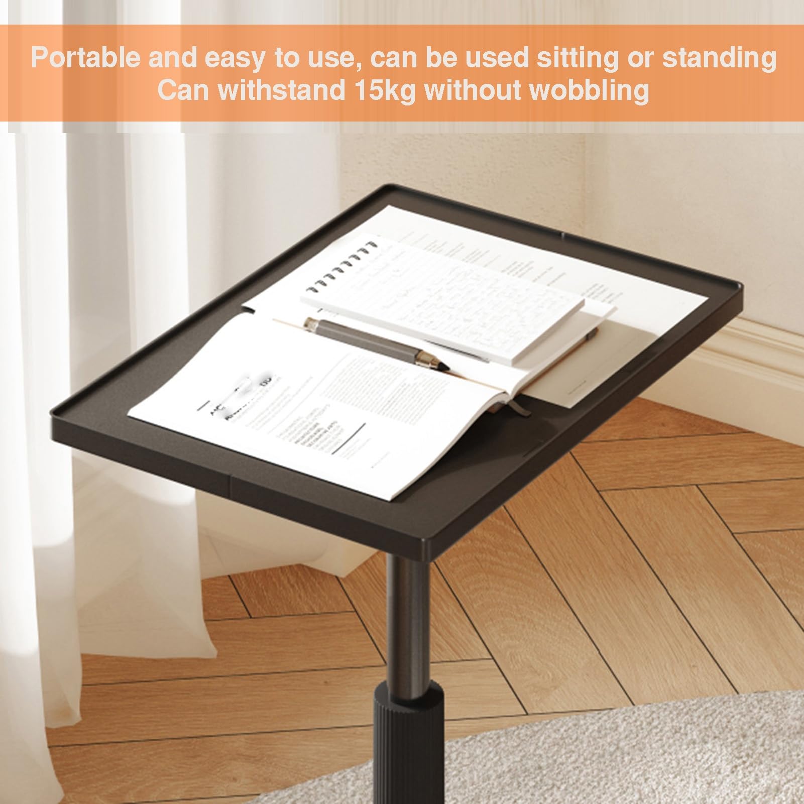 Generico Supporto da Pavimento Regolabile per Libri, Portata 15 kg, Asta telescopica, Perfetto per Libri di Cucina, spartiti Musicali e proiettori - Design ergonomico per Una Lettura agevole
