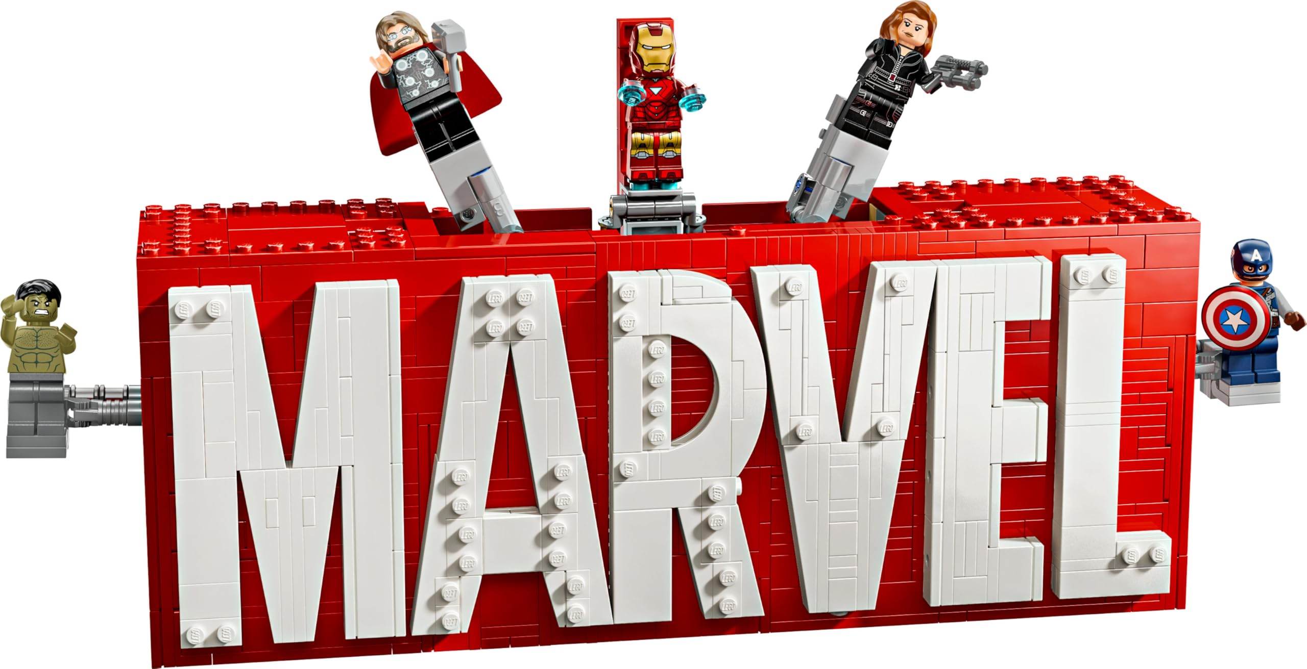 LEGO Logo e Minifigure MARVEL - Modellino da Costruire con Supereroi Leggende di Hulk, Thor, Iron Man, Black Widow e Captain America Giocattolo, Giochi per Bambini da 12 Anni da Collezione 76313