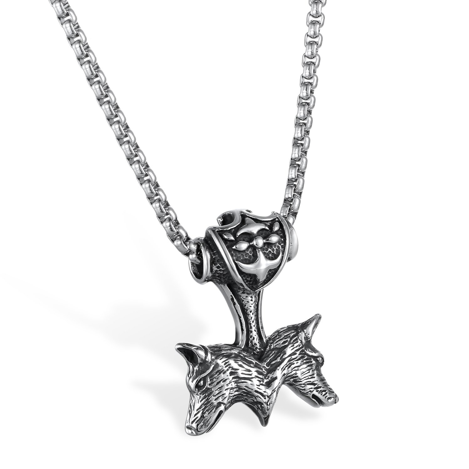 JewelryWe Draken Halsketting voor Heren, Vintage Zilver Roestvrij Staal Draak Hanger Ketting, Punk Gothic Sieraden voor Mannen Vrouwen, 61 cm, Roestvrij staal