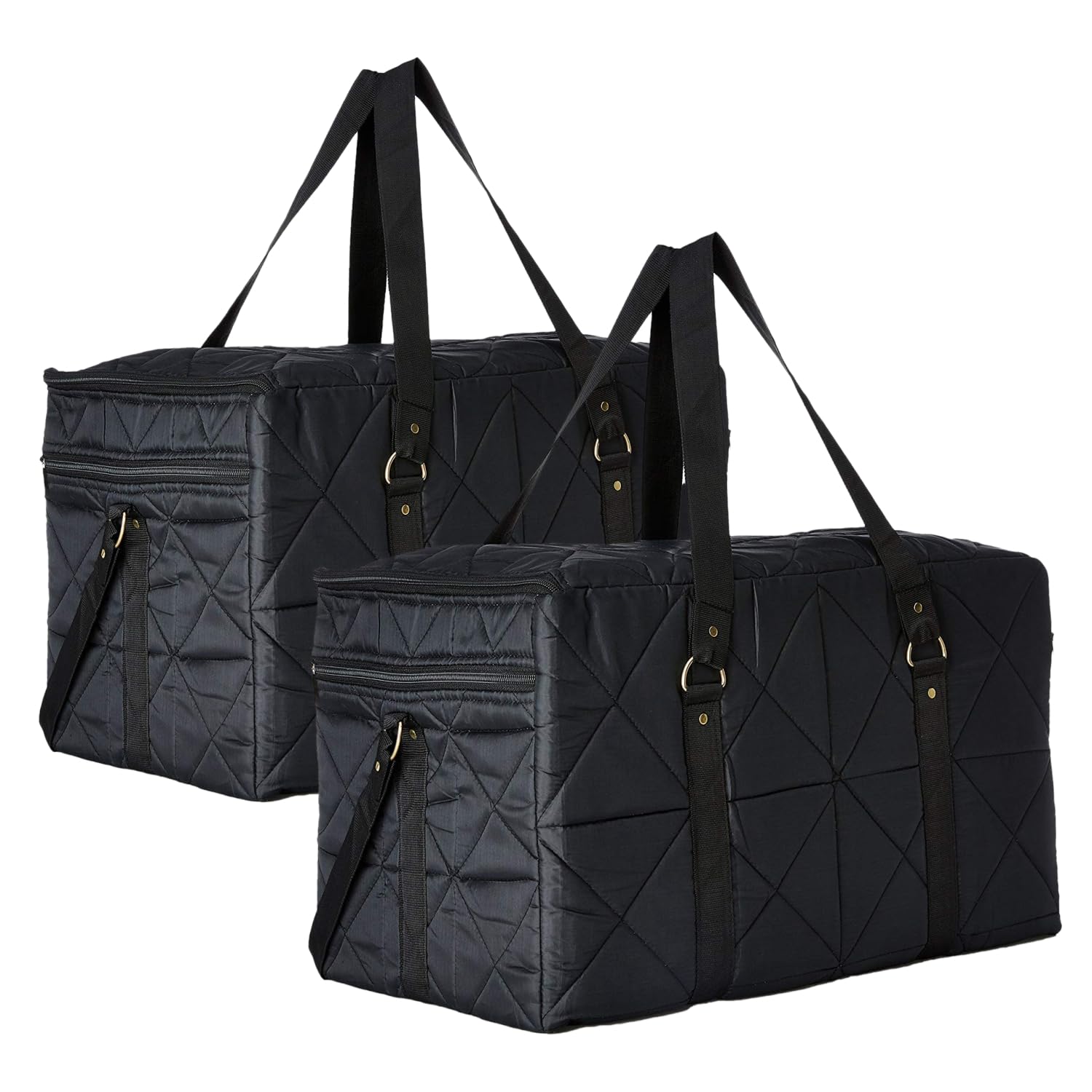 Heart Home Storage Duffle Bag | Parachute Travel Storage Bag | Storage Organizer for Clothes | Storage Carrying Bag with Handle | Zipper Closure Storage Bag for Clothes | Pack of 2 | Black