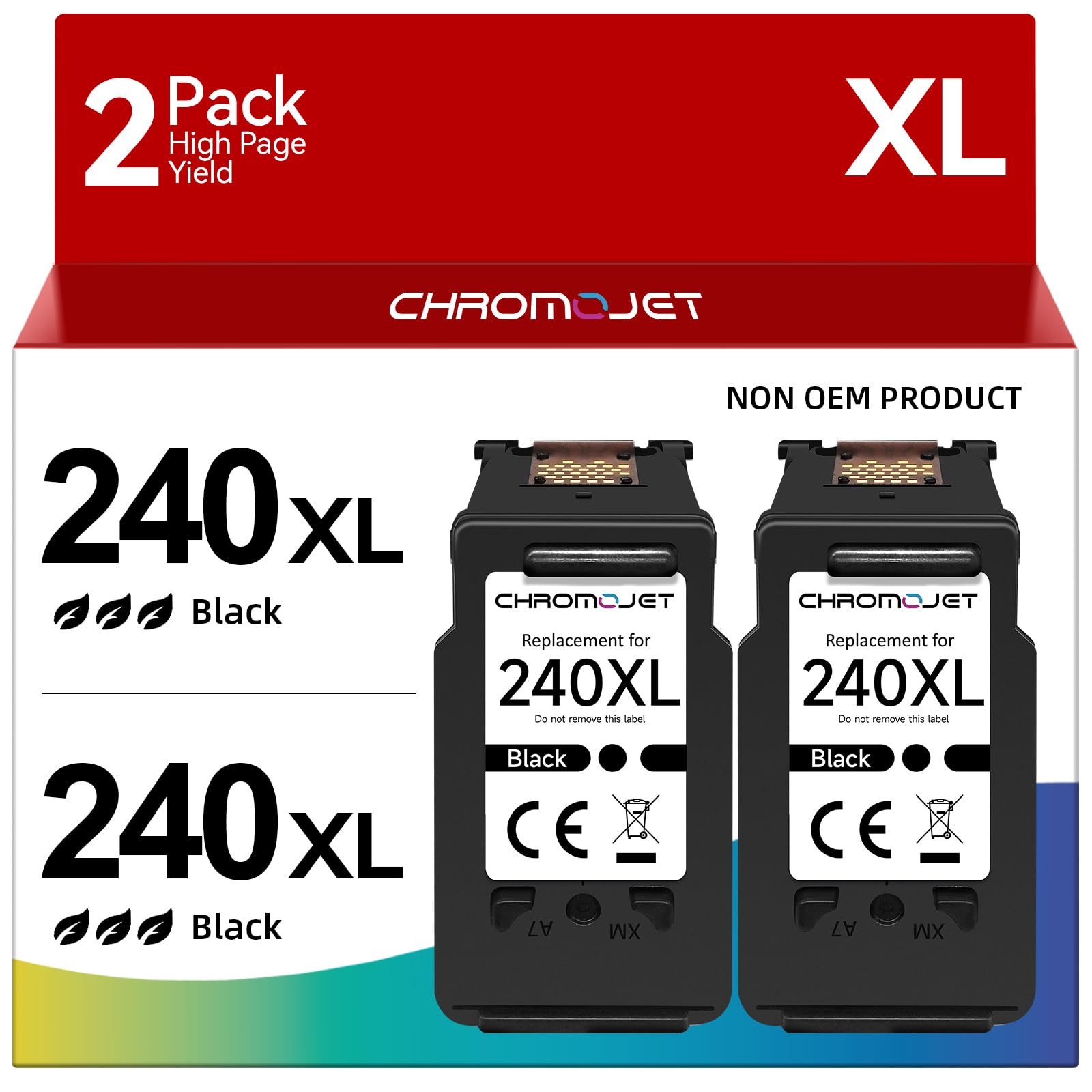 Chromojet 240XL Black Ink Cartridges Compatible for Canon 240XL Black Ink Cartridge Printer Ink 240 PG240XL PG-240XL Fit for PIXMA MG3620 MG3600 TS5120 TS5100 MG3220 MG3520 MG2120 MX472 (2 Black)