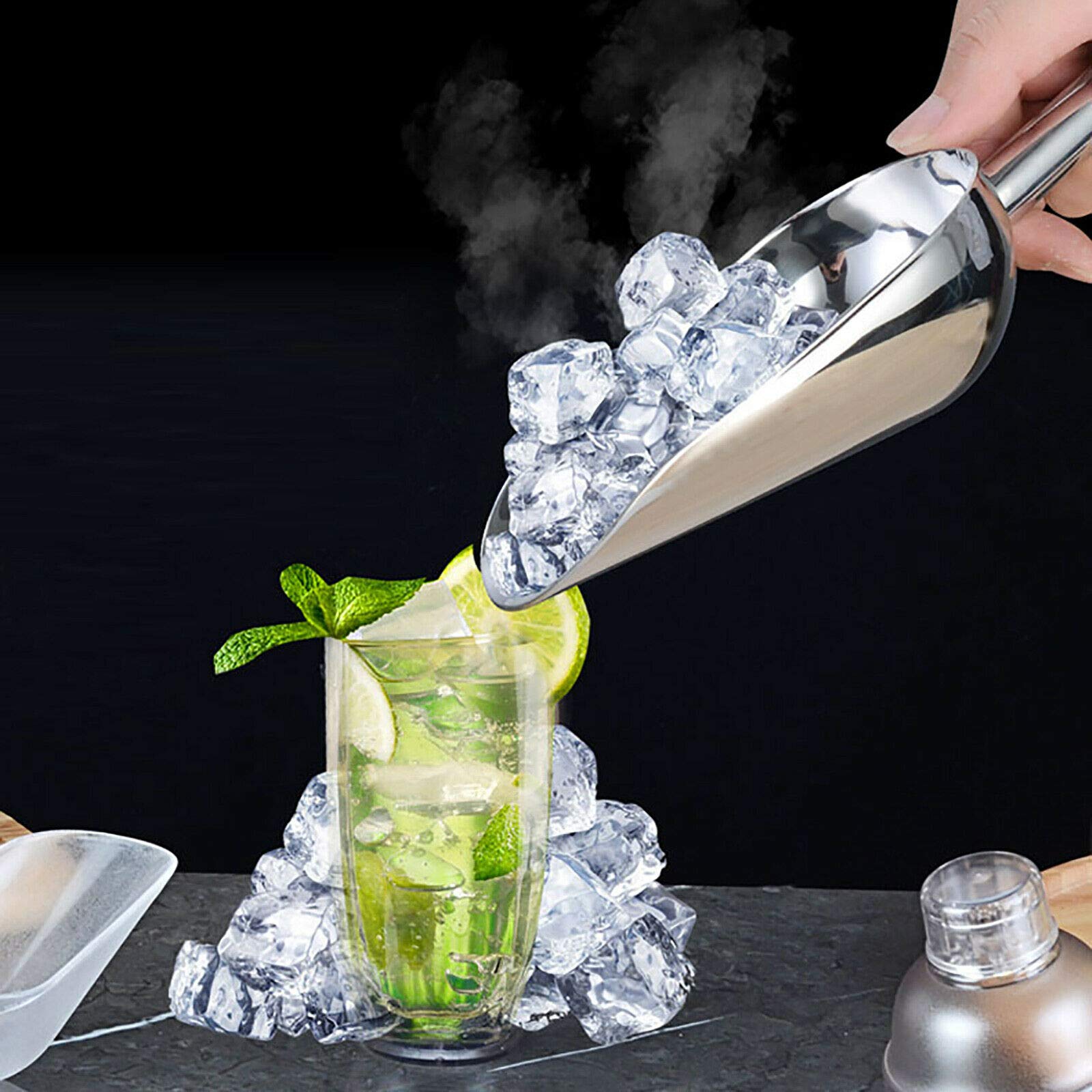 SHZICMY Lot de 3 cuillères à glace en acier inoxydable - Pour bar, cuisine, buffet, fête - Passent au lave-vaisselle.