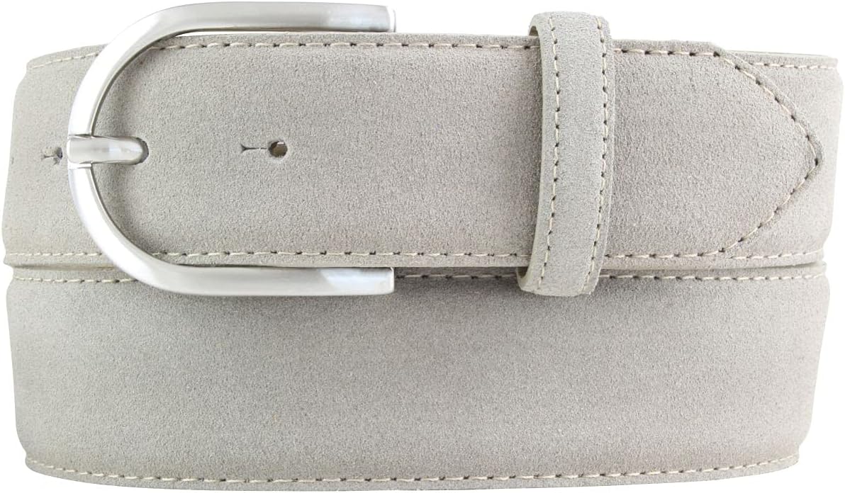 Dames Suède Riem 4 cm | 40mm Met Ronde Riemgesp | Lichtgrijs 80cm