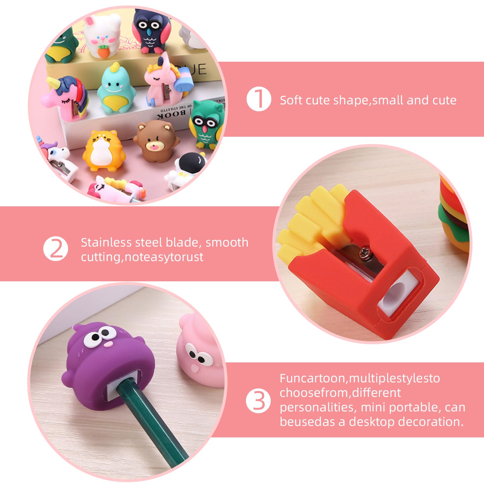 36 Pcs Cute Pencil Sharpener for Kids,Handheld Pencil Sharpener Bulk Kawaii Manual Pencil Sharpener Kids Pencil Sharpener for School Office Home - Image 3