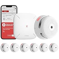 X-Sense Rilevatori di Fumo Intelligenti con Stazione Base SBS50, Sistema di Allarme Domestico, Compatibili con l’App X-Sense, Allarme Antincendio Kit per Case, 6 Rilevatori + 1 Stazione, FS61