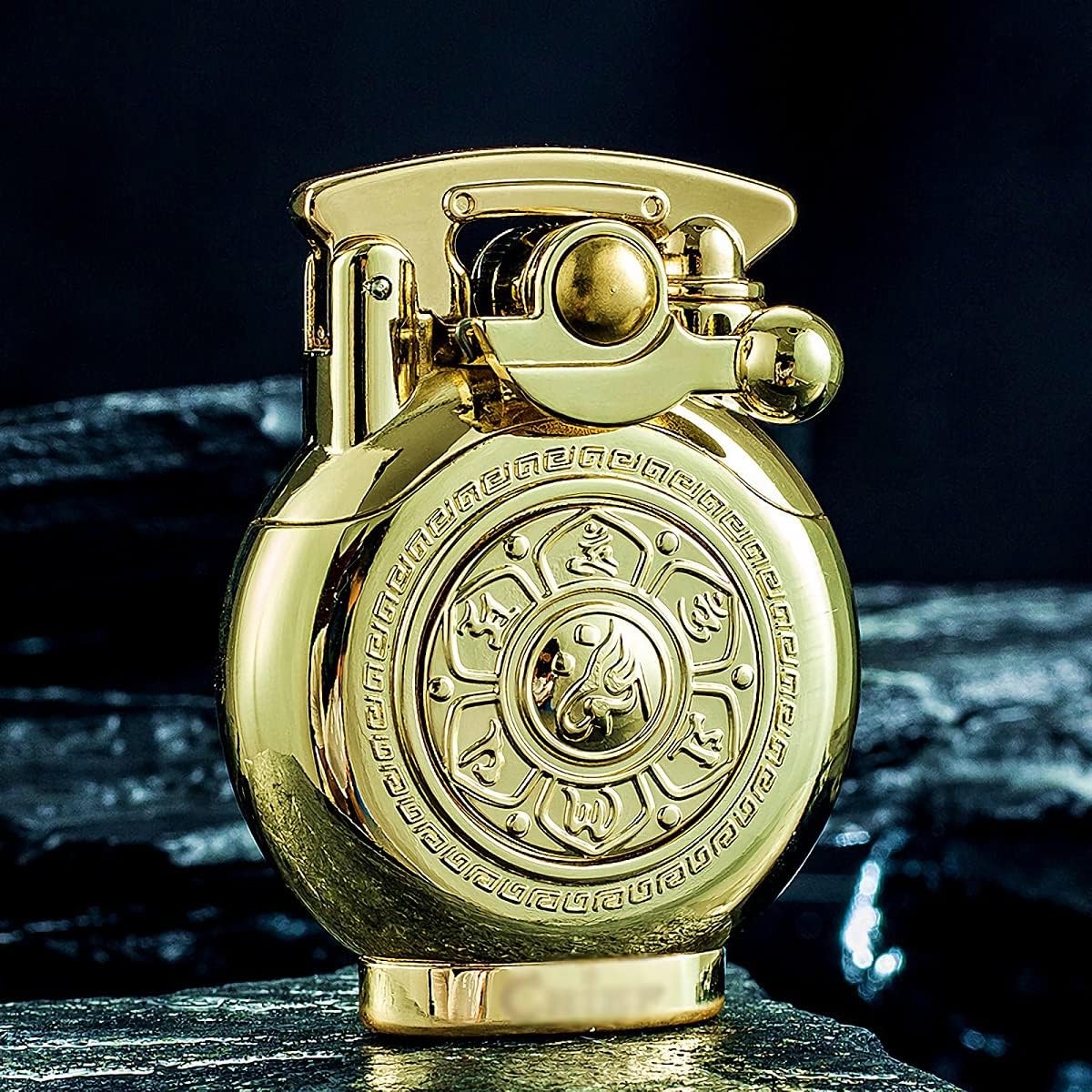 Vintage Antique Lighter, Reusable Windproof Trench Lighter, Cool Lighters, Unique Birthday Gifts for Men Dad Husband (D-Golden)