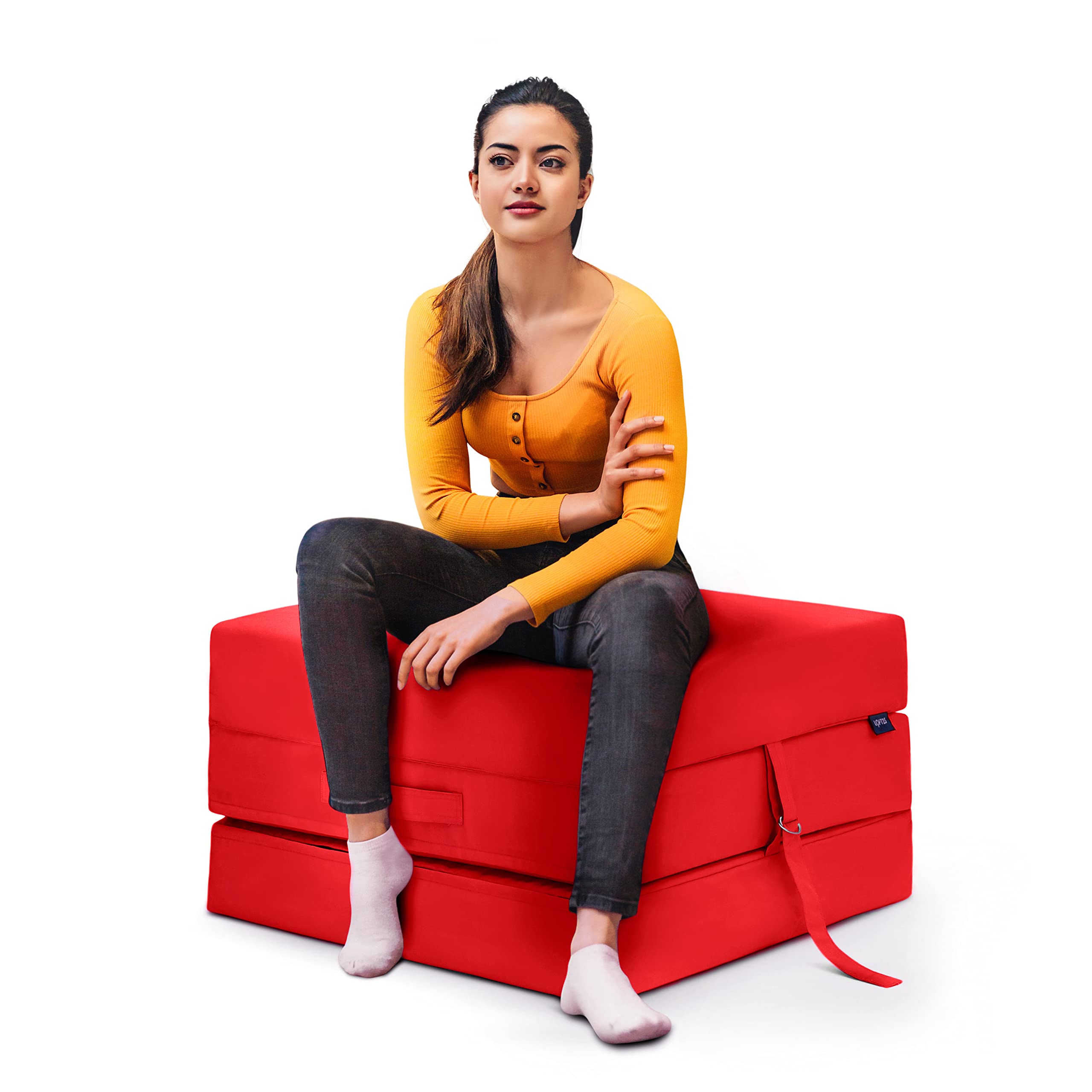 Rouge résistant à l'eau Fold Out Z Lit Cube Matelas avec fermeture