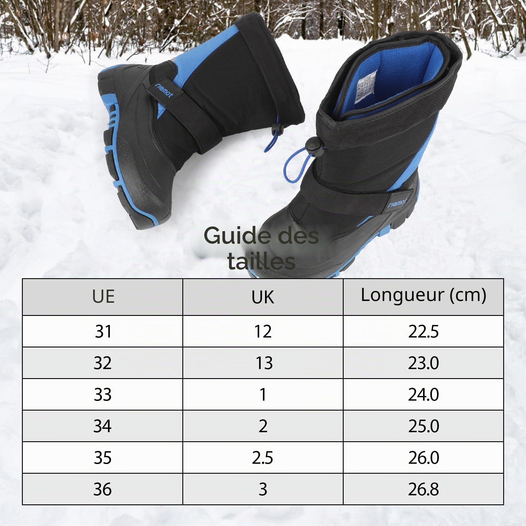 riemot Enfant Bottes de Neige Garçon Fille Imperméable Chaussures d'hiver Chaudes Antidérapantes Bottes Bottines de Randonnée Boots de Trekking Outdoor