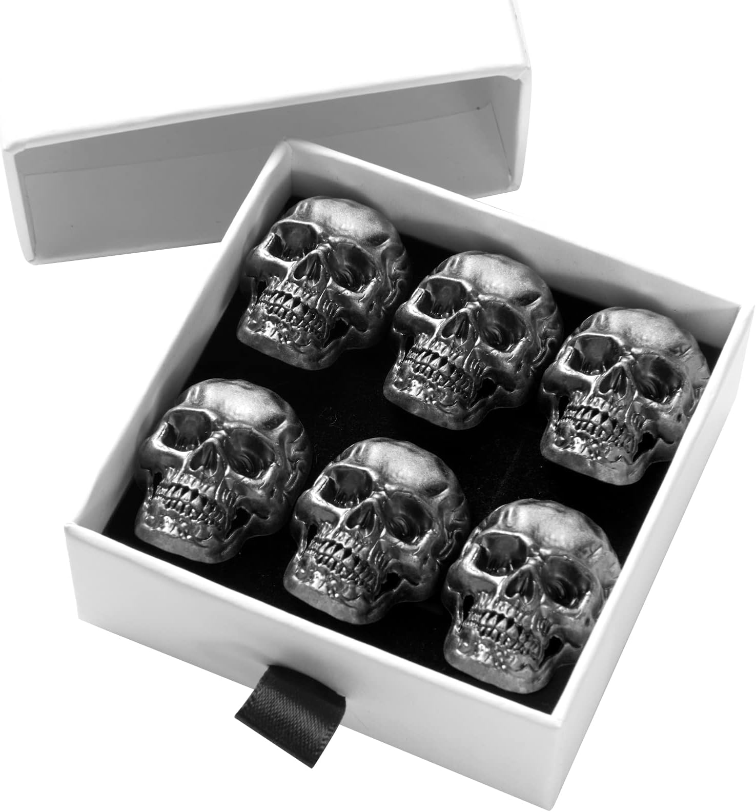 6 Pcs Skull Stainless Steel Refrigerator Magnets,Cool,Strong,Cute,Unique Funny Goth Decorative Fridge Magnets for Adults, Boys,for Kitchen,Office Whiteboards,Lockers,Imanes para Refrigerador (Black)…