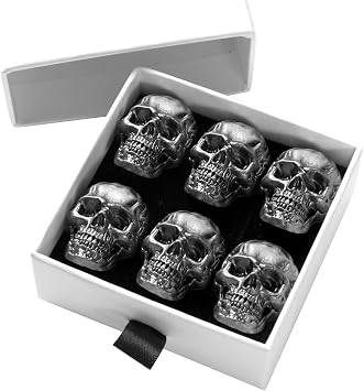 Skull Stainless Steel Refrigerator Magnets 6 Pcs Cool Durable Cute Unique Funny Gothic Decorative Fridge Magnets for Adults Boys Kitchen Office Whiteboard Locker Imanes para Refrigerator Black ..