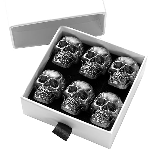 6 Pcs Skull Stainless Steel Refrigerator Magnets,Cool,Strong,Cute,Unique Funny Goth Decorative Fridge Magnets for Adults, Boys,for Kitchen,Office Whiteboards,Lockers,Imanes para Refrigerador (Black)… - Black