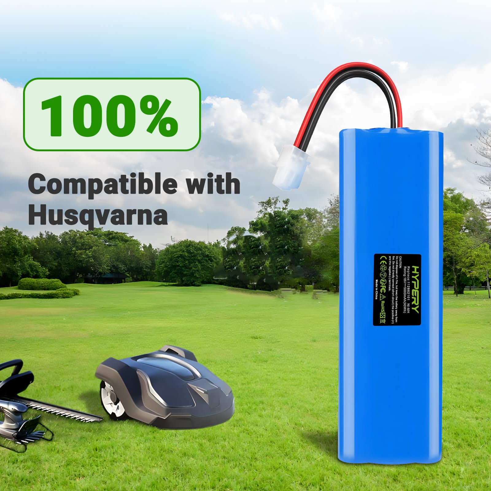 Batteria NI-MH di ricambio da 18V 5000mAh per i tosaerba robotici Husqvarna Automower 210C, 220AC, 230ACX, 260ACX, 265ACX, Solar Hybrid, G2 2004-2006, 535120901, 540059601, AU-18C, AU-18V