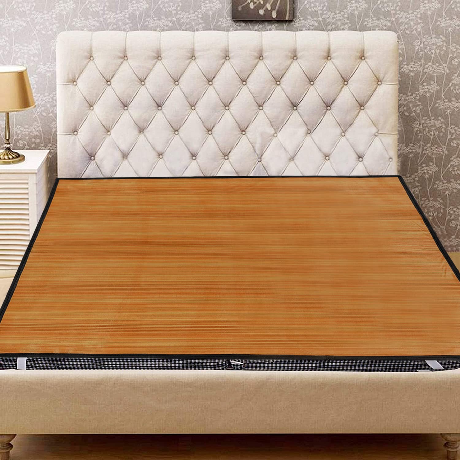 Kuber Industries Wooden Design PVC Double Bed Mattress Protector, 72"x76" (Brown)-44KM0329,King-image-48