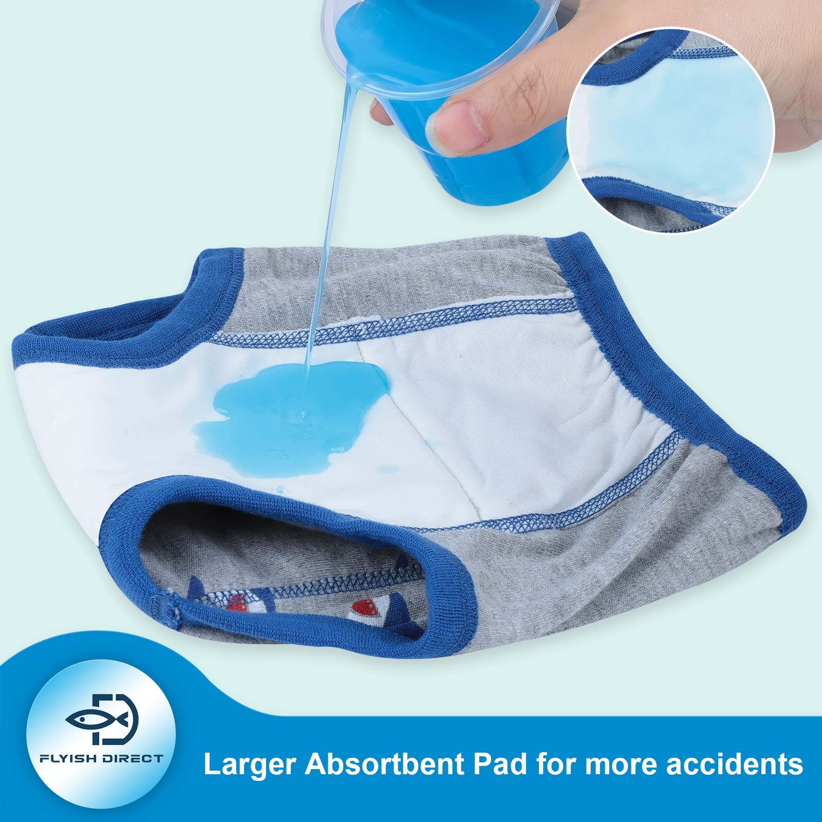 FLYISH DIRECT culotte apprentissage propreté garcon culotte dapprentissage culotte d apprentissage enfant 4 ans, Pur Coton, Requin, Lot de 4 - 2